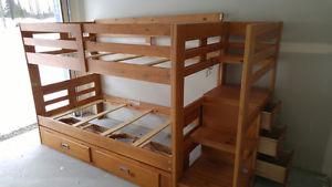 BUNK BEDS WITH WALK UP STAIRCASE AND DRAWERS