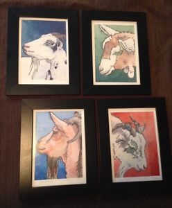 Goat art prints - set of four