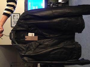 Men's Black Leather Bomber type jacket
