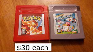 Nintendo Gameboy Pokémon Red Kirby's Dreamland 2 $30 each