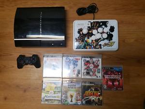 PS3 1 controller 7 games + arcade fightstick street fighter