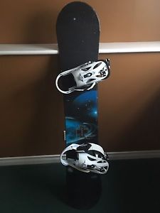 Snowboard with burton bindings