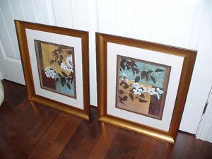 Two large Asian influence framed prints
