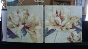 Two pretty oil on Canvas floral prints
