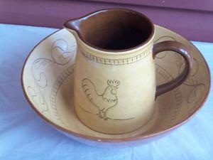Unique Rooster Pitcher and Bowl set--Portugal