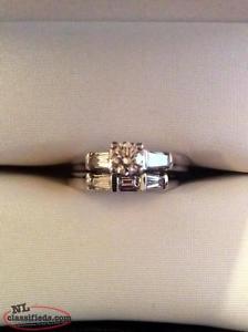 White Gold Engagement Ring with matching wedding band
