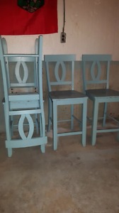 4 solid wood tall chairs