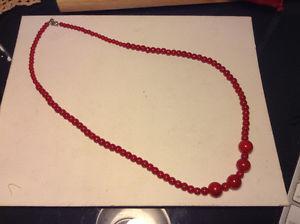 Antique Natural Coral Beads Chinese OX Blod Color Necklace