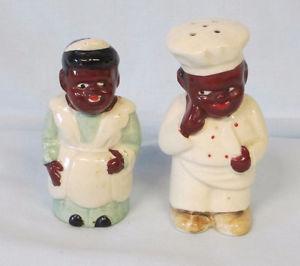 BLACK AMERICANA CHEF AND MAID SALT AND PEPPER SHAKERS