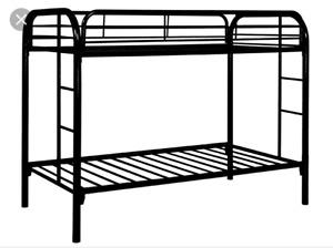 Black metal bunk bed