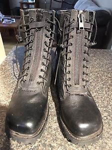 Black steel toes boots
