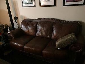 Brown Italian Leather Couch Set