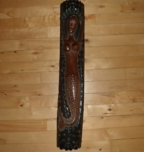 COOL - WOODEN CARVED MERMAID TOTEM POST