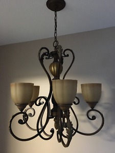 Ceiling light, large 5 bulb, bronze/dark brown finish