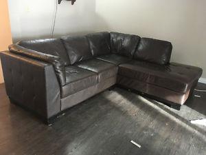 Chocolate brown leather sectional