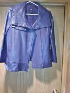 Dark Grey Ladies Idenity Leather Jacket, Size 12 Medium,