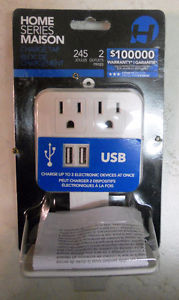Home Series Plug-in 2 Outlet 2 USB Port Charge Tap 245 J