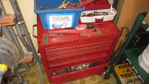 Large Old Metal Tool Box on wheels Full of tools