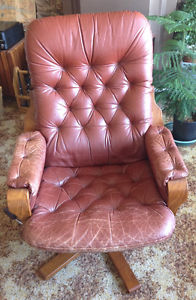 Leather chair and footstool