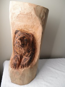 NATIVE ART CARVING GRIZZLY BEAR