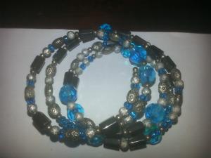 New silver and blue magnetic bracelet