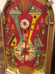 Pin ball machine game art, vintage antique arcade face