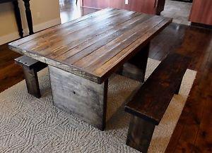 Rustic dinning table with benches