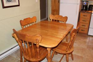 Solid Oak Wood 4 Chair Kitchen Table