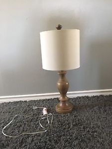 Table lamp - wood base with white lamp shade