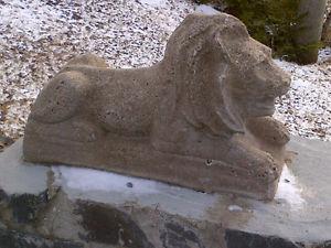 Two Laying Concrete Lion Statues