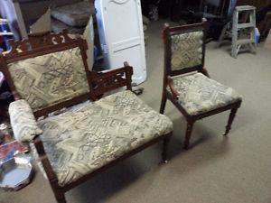 Victorian love seat and chair