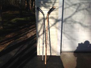 two hockey sticks