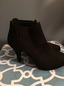 Black suede ankle booties with heel. Very good condition