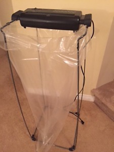 Compact paper shredder with bag holder/stand