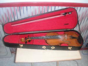 OLD VIOLIN, CASE AND BOW