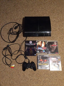PS3 60GB with controller and 5 games