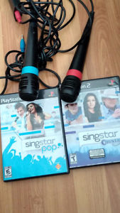 PlayStation singstars and microphones.