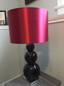 Red Table Lamp, Canvas and Accent Vases