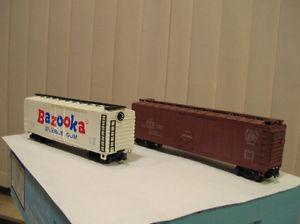 Two H/O scale box cars