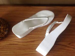 White Between Toe Sandals with BLING