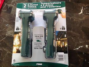 2 PCS OUTDOOR 6-OUTLET TIMERS