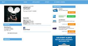 2 Tickets for Deadmau5 in California April 27