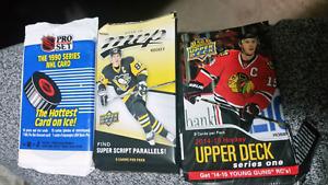 3 packs of hockey cards