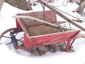 Antique Wooden Wheelbarrow & Plow