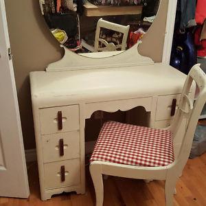 Antique dresser and makeup dresser/mirror chair