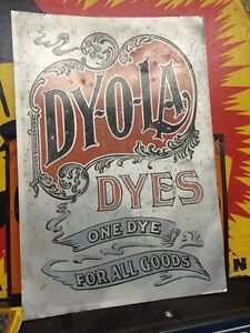 Antique vintage DY-O-LA Dyes cabinet insert