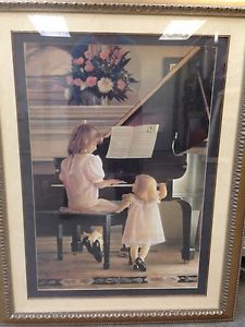 Beautiful Framed Picture of Piano Players