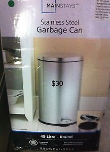 Brand new stainless 45 litre garbage can