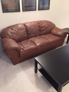 Brown LEATHER sofa and loveseat