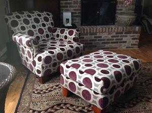 Contemporary Chair with matching Ottoman